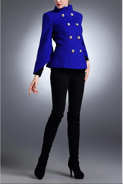 Robyn Royal Blue Double Breasted Wool Coat