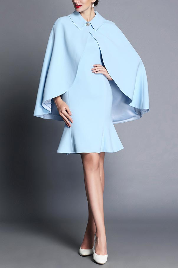 light blue cape dress Blue Skies Capelet Gown– Teuta Matoshi main image 0