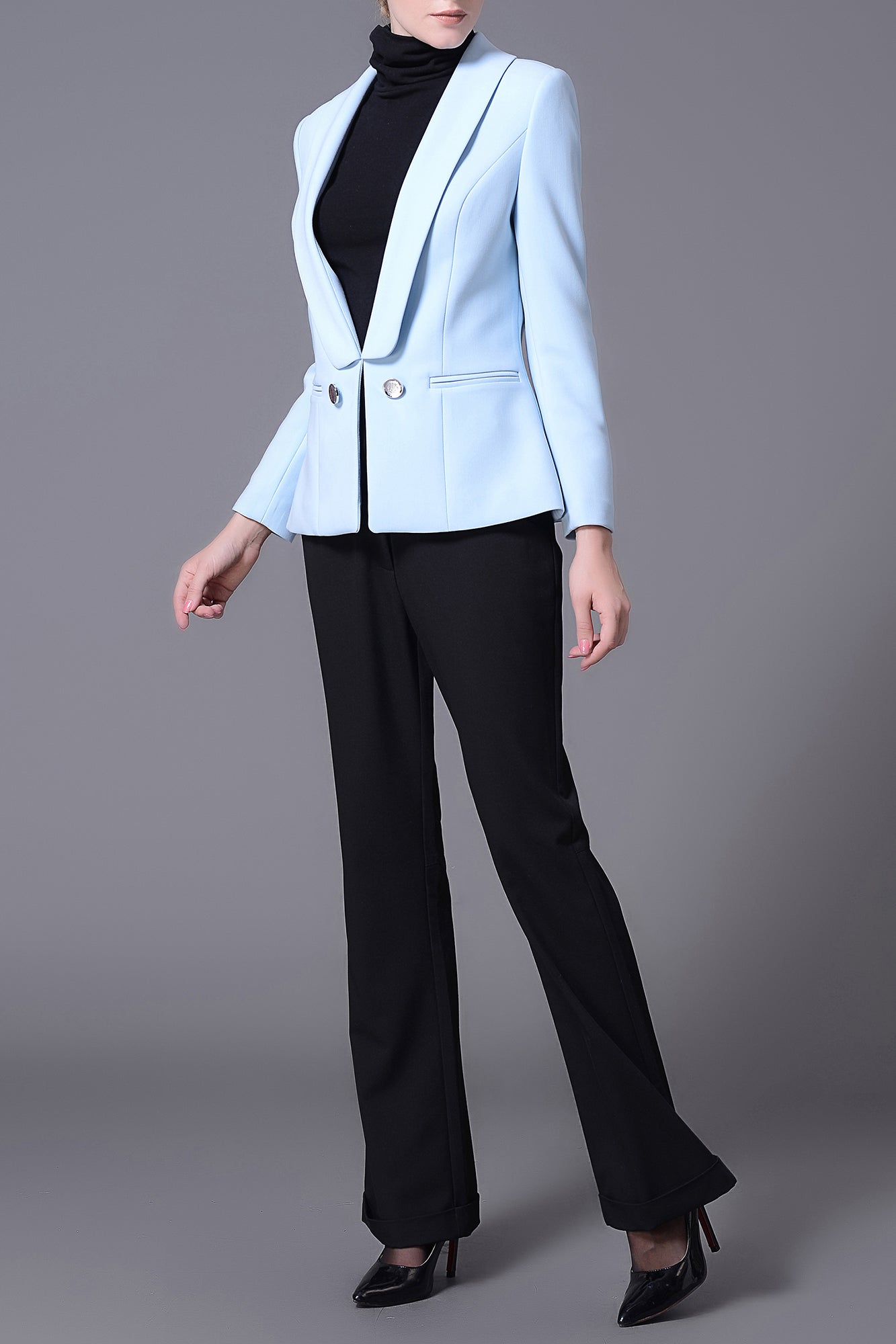 DL Classic Executive Power Suit Jacket－Grayish Blue