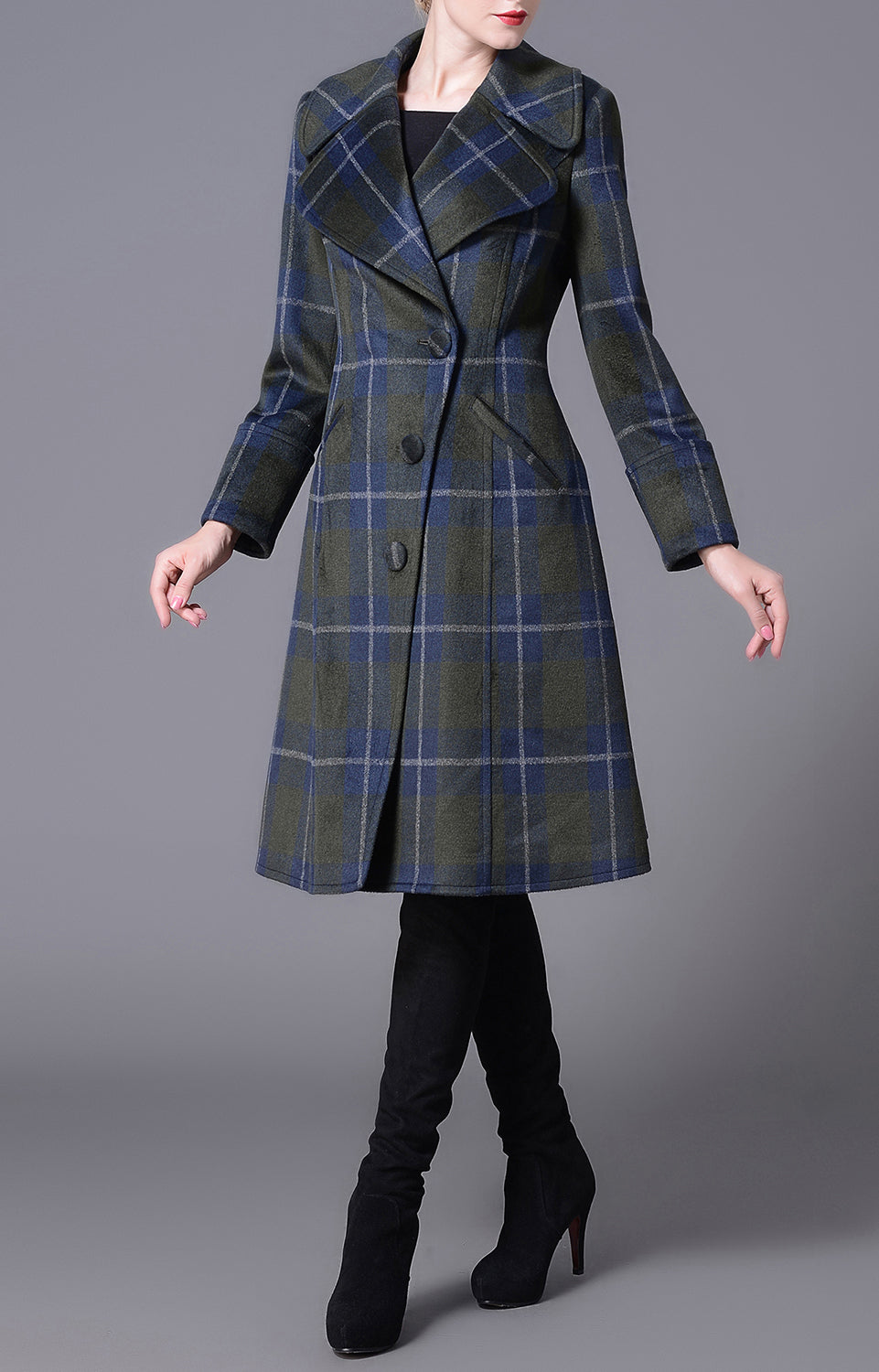 Lisbeth Plaid Wool Winer Coat