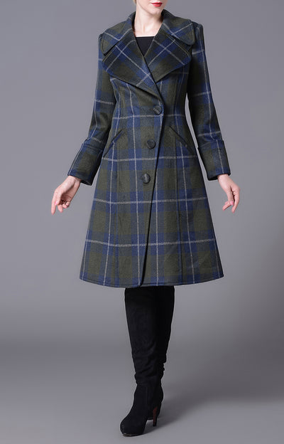 Lisbeth Plaid Wool Winer Coat