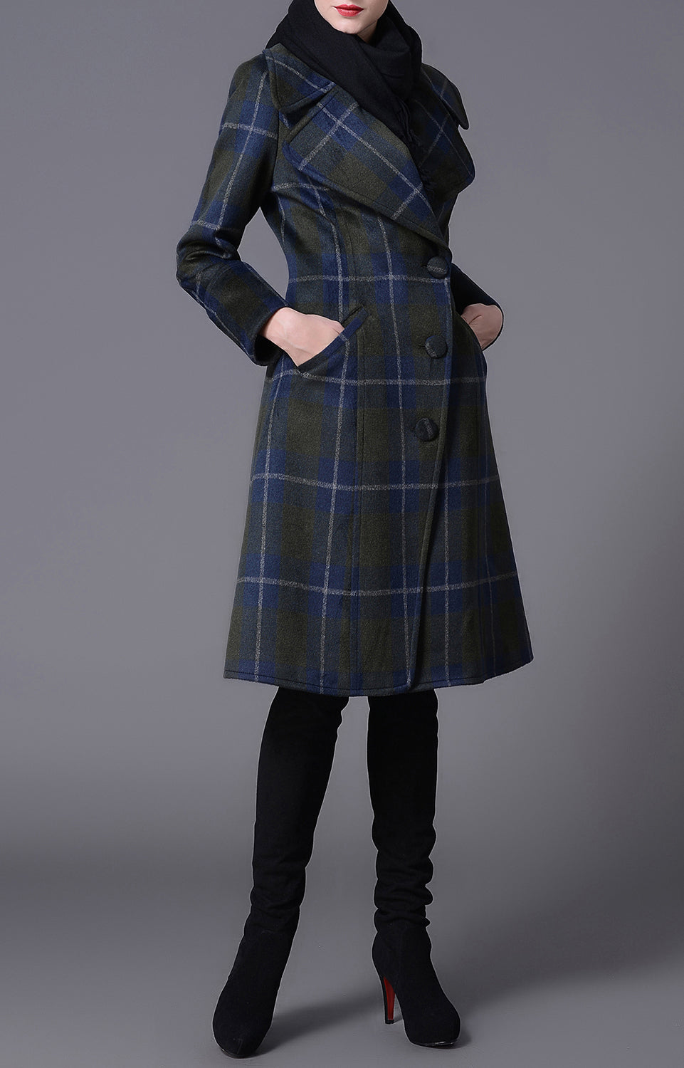 Lisbeth Plaid Wool Winer Coat