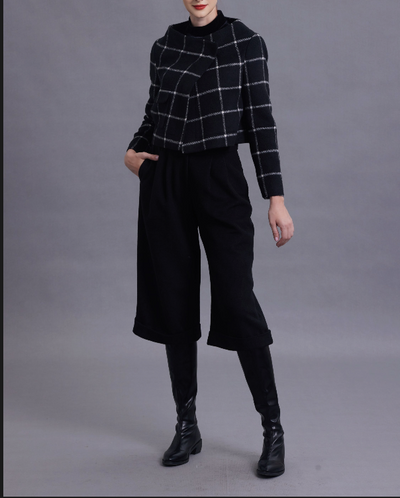 Matilda Black and Red Plaid Short Jacket & Wool Pants Set