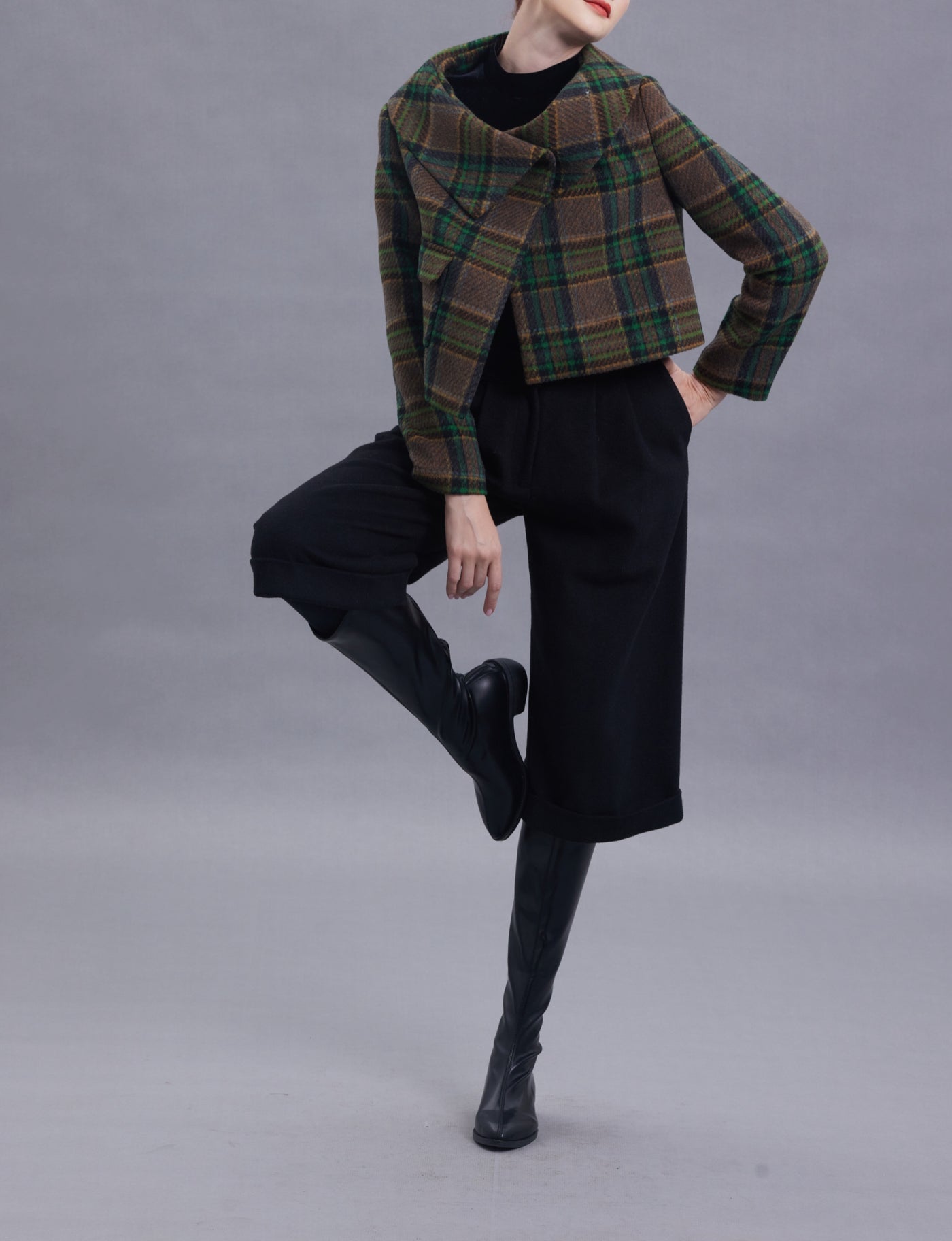 Belinda Olive Green Plaid Wool Jacket/Blazer