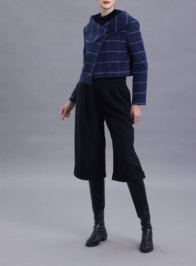 Sherry Navy Plaid Wool Jacket/Blazer