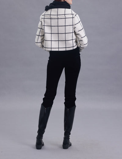 Michelle White Plaid Wool Jacket/Blazer