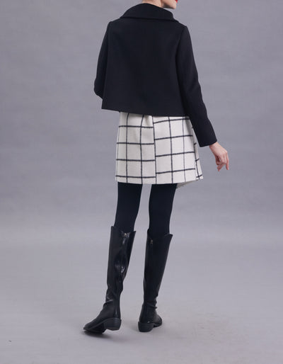 Jenna White Plaid Wool Skirt