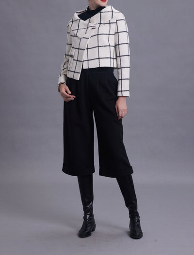 Michelle White Plaid Wool Jacket/Blazer