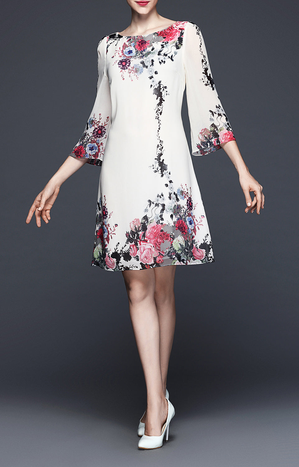 DL Elegant Print Romantic Dress