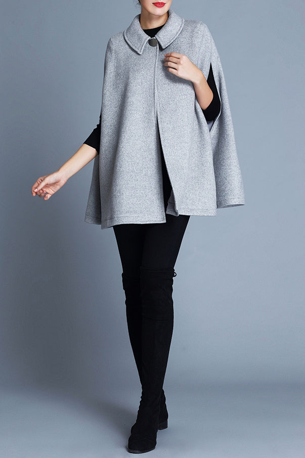 Emily Wool Cape - Light Grey