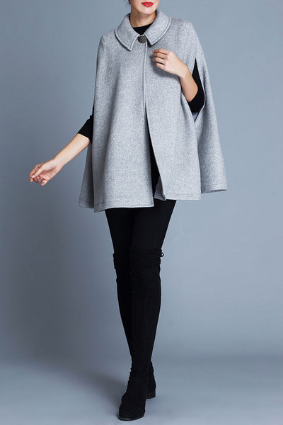 Emily Wool Cape - Light Grey