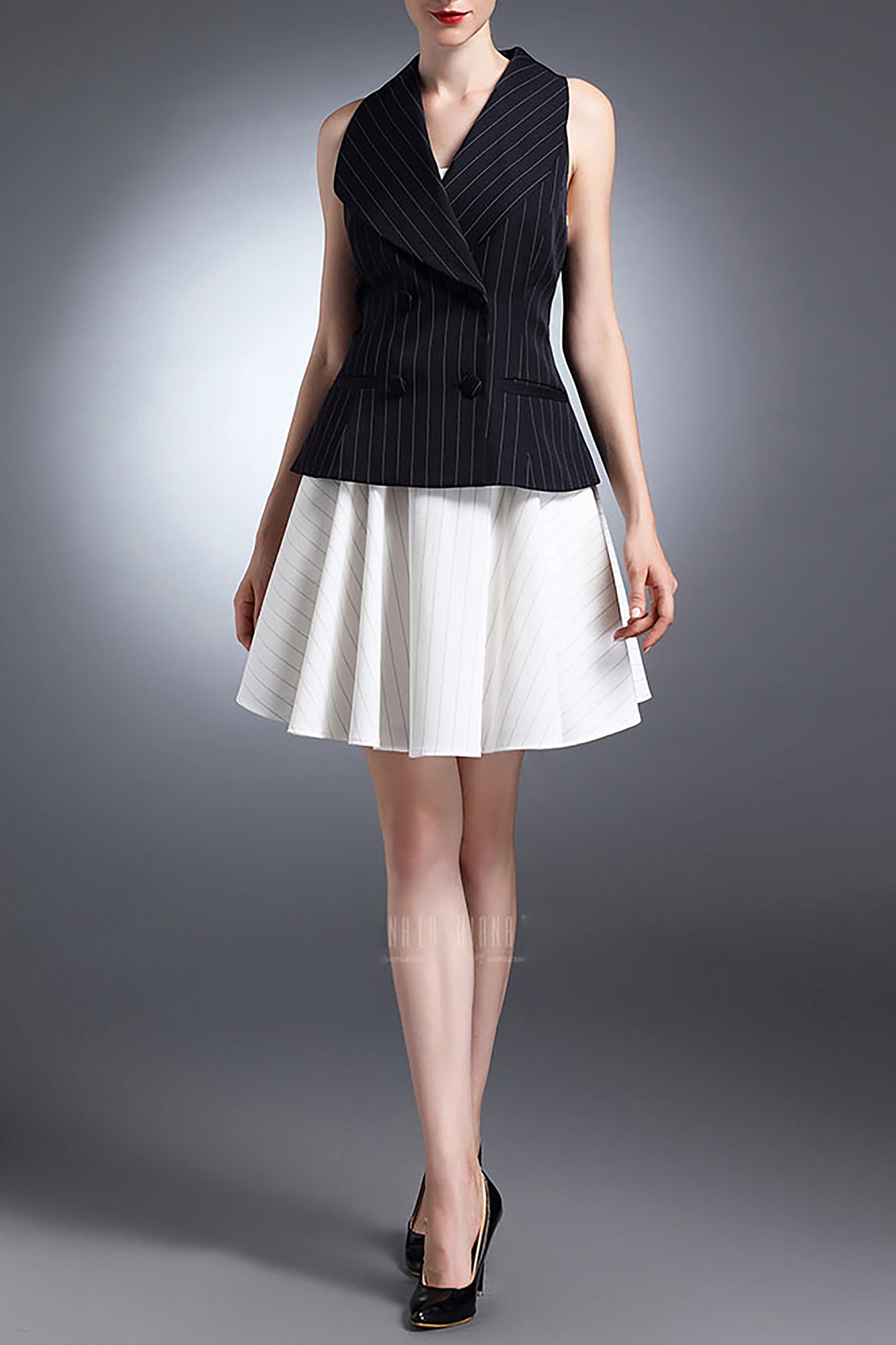 DL Lily Trumpet Mini Skirt  -  Summer, Stripe Print Mini Skirt