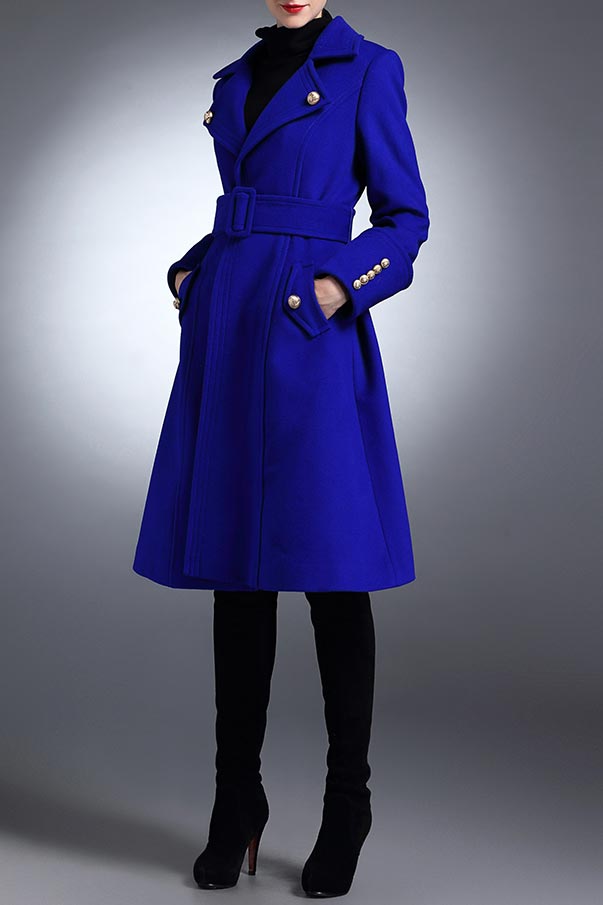 Andrea Royal Blue Winter Wool Coat