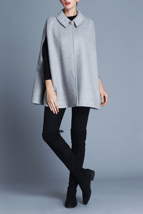 Emily Wool Cape - Light Grey