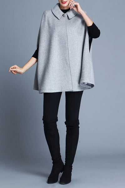 Emily Wool Cape - Light Grey