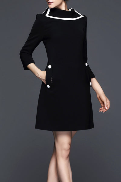 DL Cici Elegant Black & White Velvet Dress