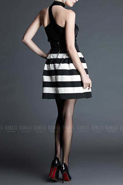 Audrey Black & White Stripe Cocktail Dress