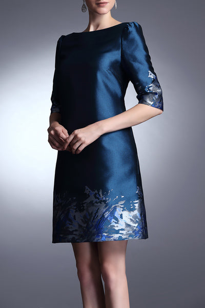 Lake blue Jacquard Dress