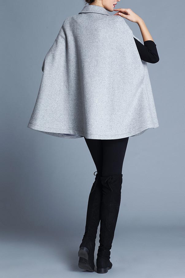 Emily Wool Cape - Light Grey