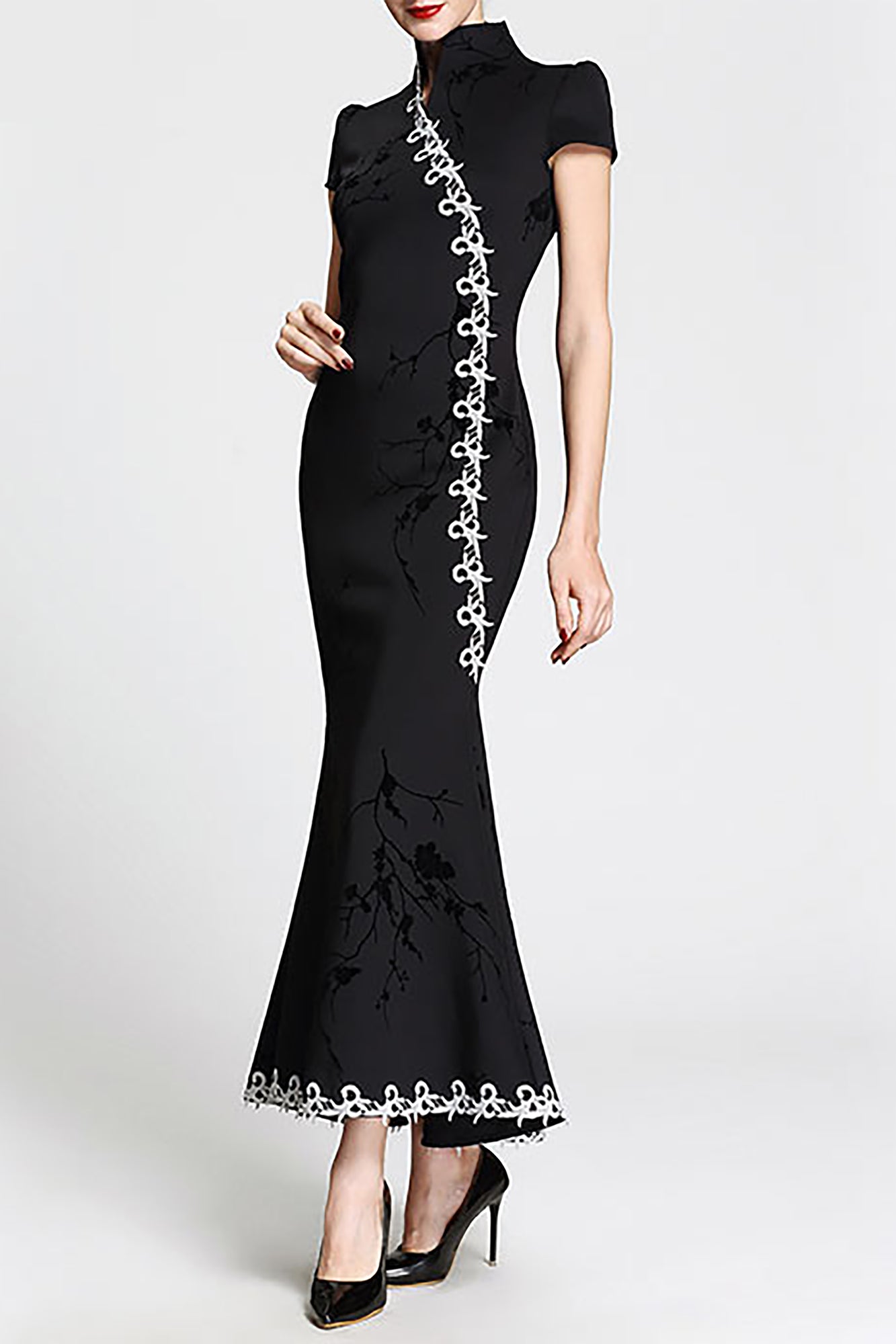 Celine Velvet Floral Fusion Gown - DL COUTURE Signature Collection DL CHIC Celine Velvet Floral Fusion Gown - DL COUTURE Signature Collection DL CHIC