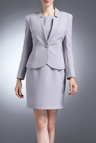 Light Grey Adriana Twill Dress Suit Set
