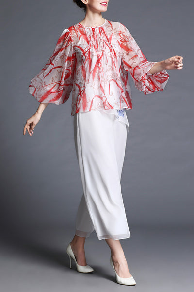 Helena Porcelain Print Summer Pants