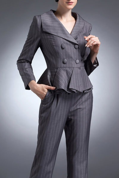 Gray Stripe Catherine Pant Suit