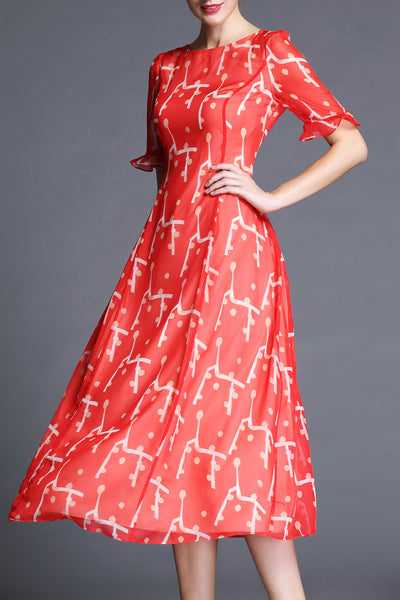 DL Forever Loved Helen Mid Sleeve Chiffon Long Dress - Red, Best Selling, Summer
