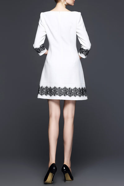 Renee Lace Trim White Dress