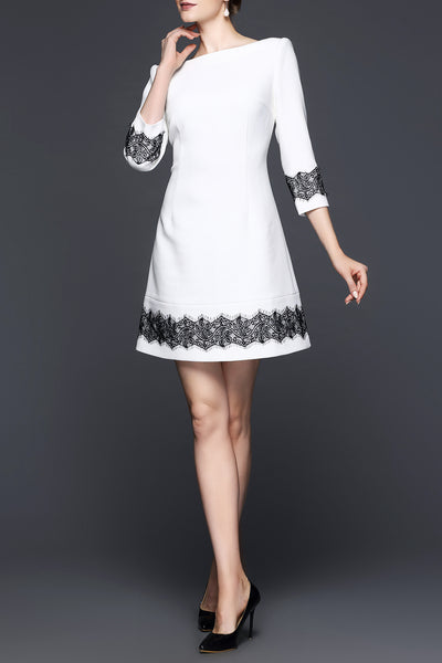Renee Lace Trim White Dress