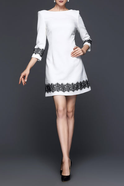 Renee Lace Trim White Dress