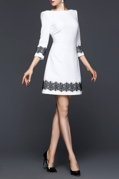 Renee Lace Trim White Dress