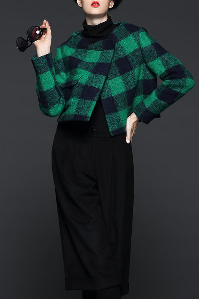 Elena Multiple Color Plaid Wool Coat Jacket
