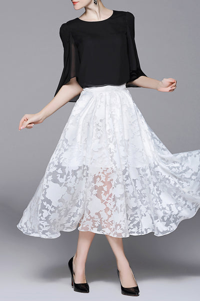 Summer Dana Black & White  Organza Skirt - Best Seller Organza Skirt