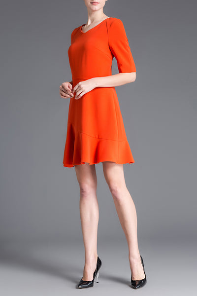 DL V-Neck Fishtail Flair Emma Midi Dress