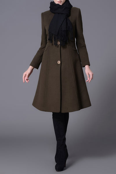 Athena Olive Green Savvy Winter Wool Coat