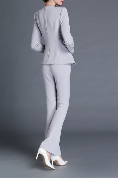 Modern Ashley light Grey Pant Suit